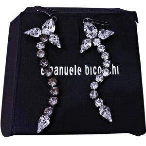 EMANUELE BICOCCHI Italy Sterling Silver & Rhinestone Dangle Earrings